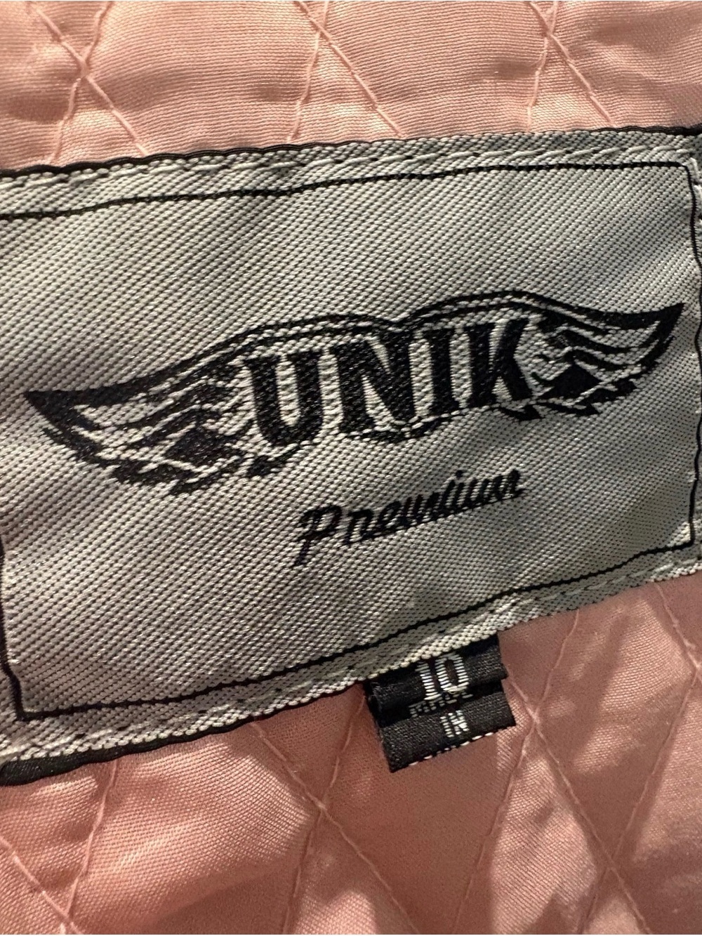 Unik Light Blush Pink Asymmetrical Moto Leather Jacket - Picture 5 of 7